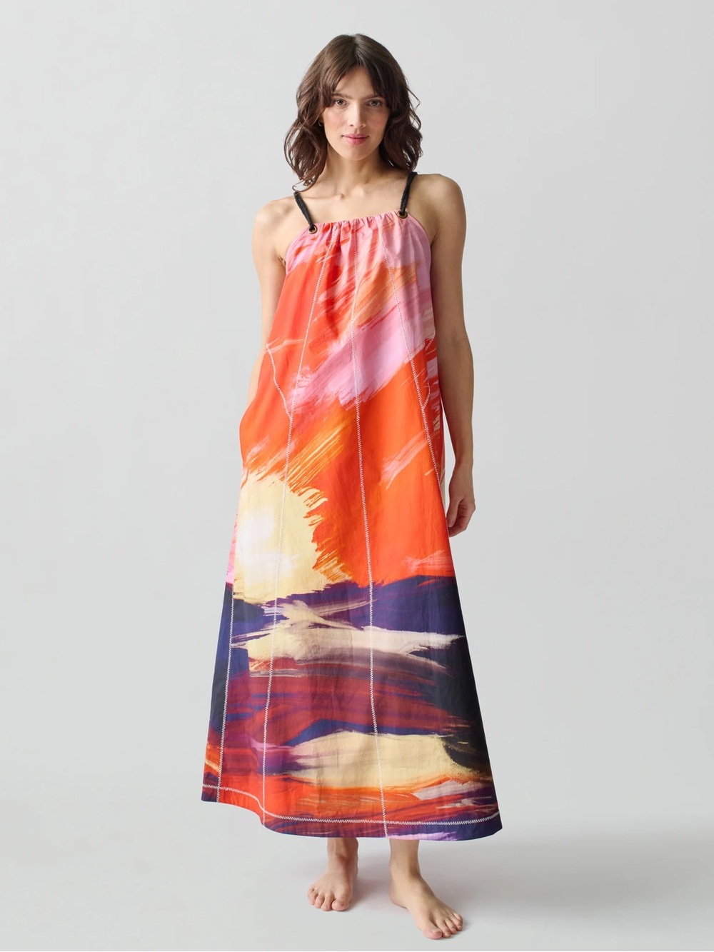 Lingua‎ Franca Ilias Dress Artsy Lagenlook Sun Rising Setting Sunset Small